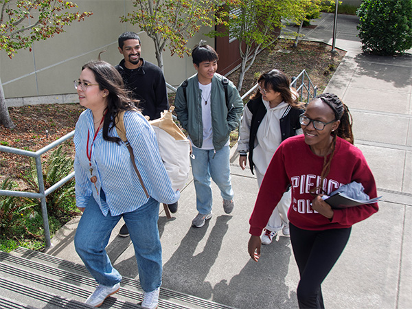 students walking up stairs