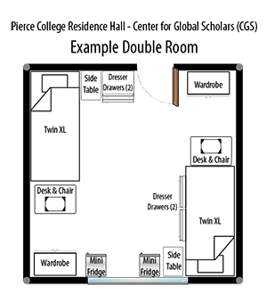 layout diagram of twin dorm room