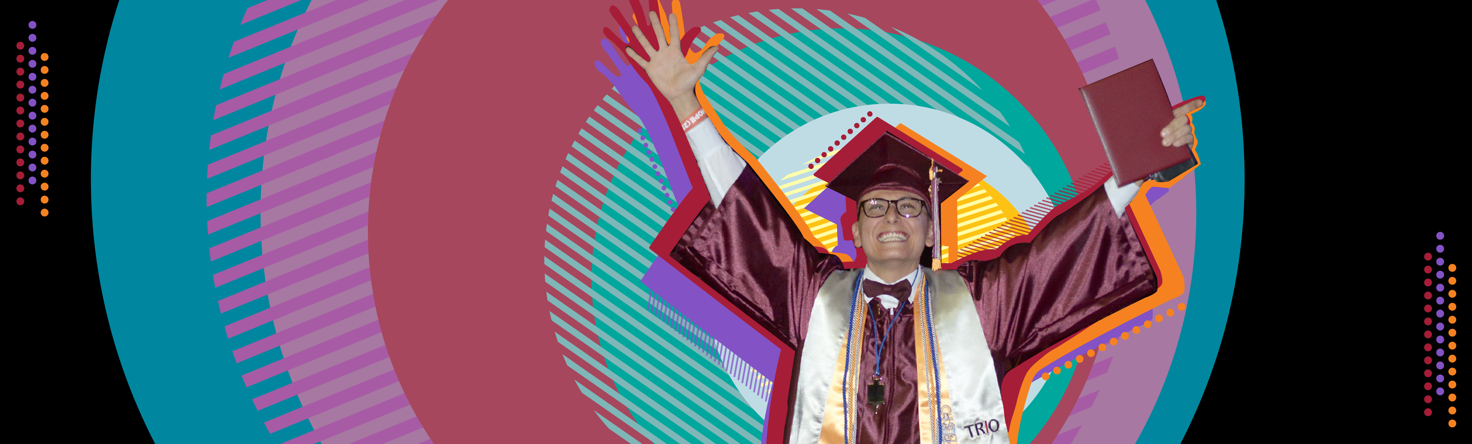 Student in graduation cap and gown holding diploma