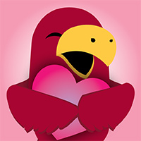 Raiderbird holding heart