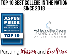 aspen prize for community college top 10 logo and achieving the dream leader college of distinction logo