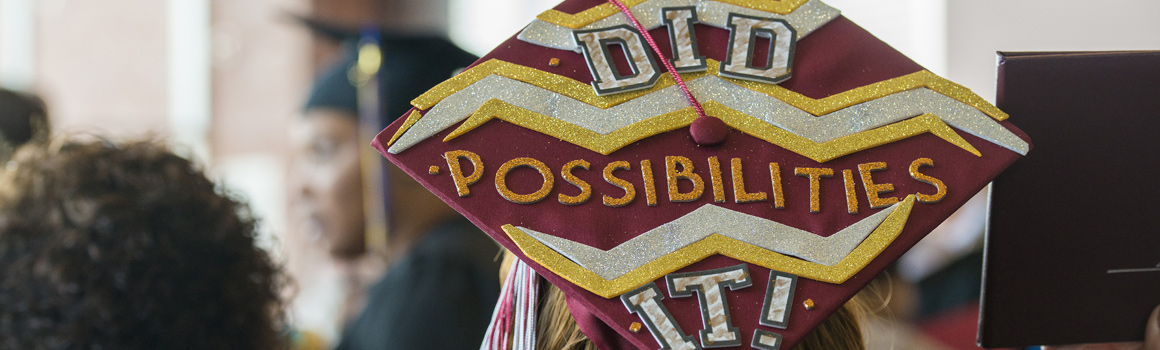 Student wearing decorated graduation cap