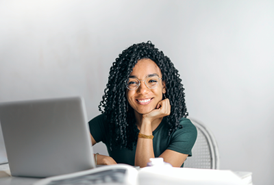 Student sitting at laptop