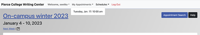 step 8 - navigation options on scheduling homepage