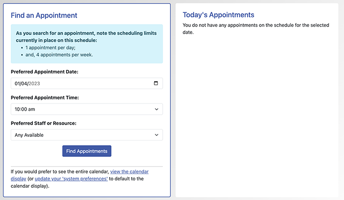 step 2 - find an appointment page