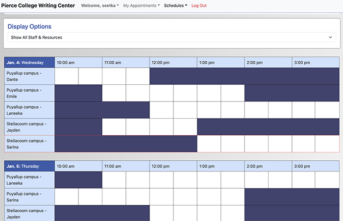 step 7 - calendar display for booking appointments