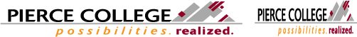 A collection of distorted Pierce College logos A collection of distorted Pierce College logos