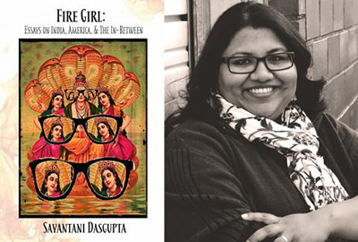 Sayantani Dasgupta and cover of her book, Firegirl
