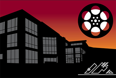 graphic of fort steilacoom campus with film reel