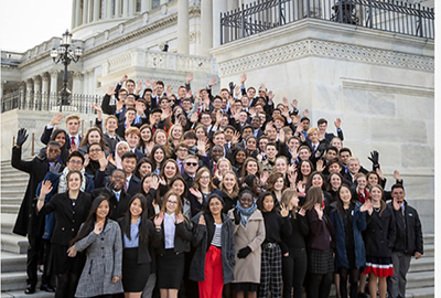 Group photo of Zaira Bardos and other students from the United States Senate Youth Program 