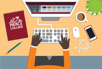 Illustration of student studying from home Illustration of student studying from home