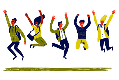 Illustration of people jumping for joy Illustration of people jumping for joy