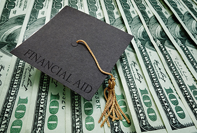 Illustration of graduation cap on top of money Illustration of graduation cap on top of money
