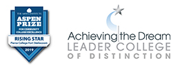 aspen prize for community college excellence rising star 2019 logo and achieving the dream leader college of distinction logo