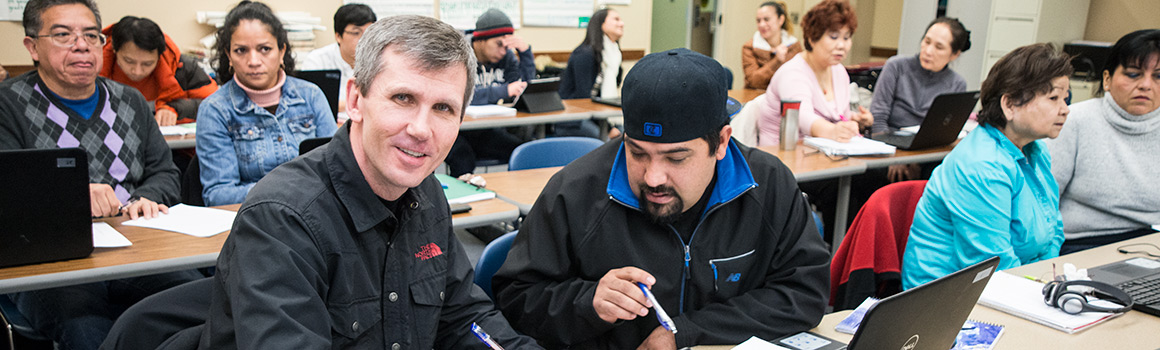 Students studying in ESL class