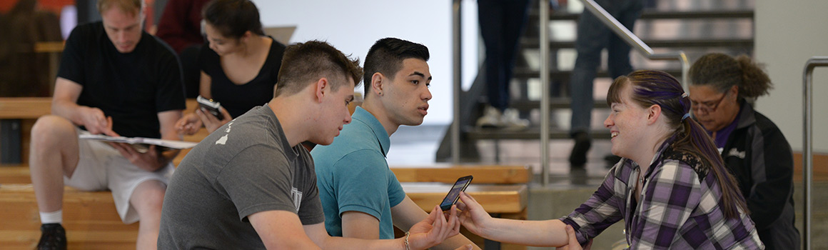 Students gather in the AAH lobby