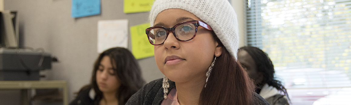 Student paying attention to lecture