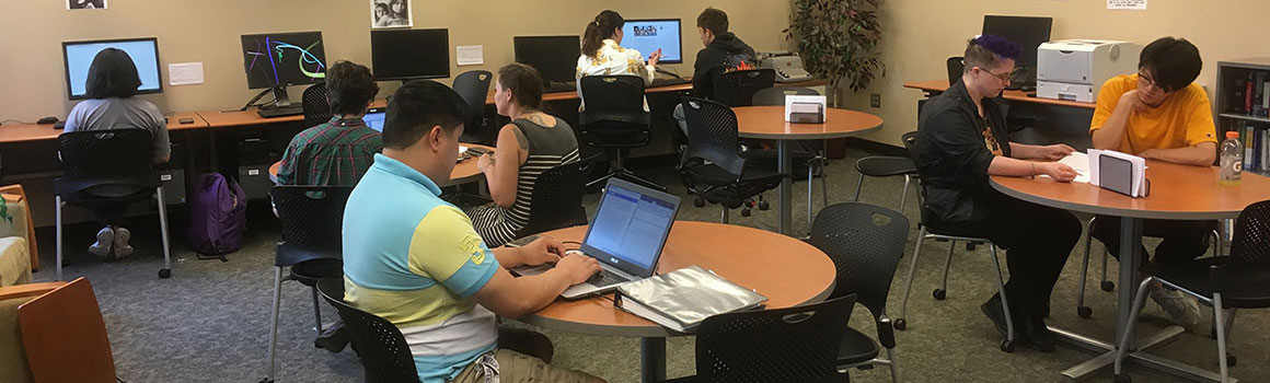 students and tutors working at tables in the fort steilacoom writing center