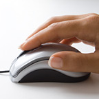 hand on computer mouse