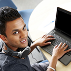 Student working on laptop