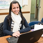 Smiling student in classroom Smiling student in classroom