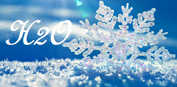 ice crystal with text H2O ice crystal with text H2O