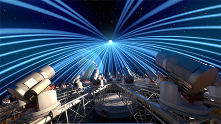 light beams pointing at space station with dark sky background light beams pointing at space station with dark sky background