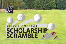 Golf links featuring logo for Pierce College Scholarship Scramble